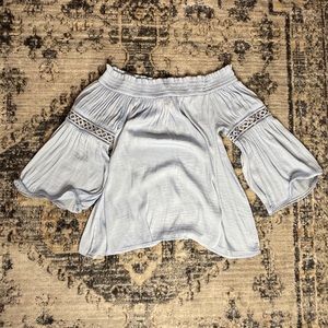 Light blue off the shoulder top